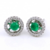 Round 2 in 1 earrings with zirconia crystals, 925 silver, rhodium-plated, Paraiba green