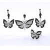 Butterfly Set with Marcasite, Earrings, Ring (57), pendant, 925 silver