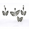 Butterfly Set with Marcasite, Earrings, Ring (57), pendant, 925 silver