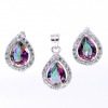 Set Picatura Mystic topaz, earrings, pendant, 925 rhodium-plated silver