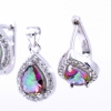 Set Picatura Mystic topaz, earrings, pendant, 925 rhodium-plated silver