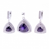 Set Kaleidoscope, earrings, pendant, 925 silver, intense purple amethyst