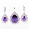 Set Diamond cut drop, earrings, pendant, 925 silver, purple amethyst