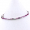 Tennis bracelet - 18cm multicolor white-pink-fuchsia with crystals, 925 silver rhodium plated