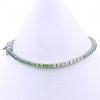 Tennis bracelet - 18cm multicolor white-green-intense green with crystals, 925 rhodium plated silver