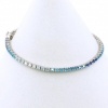 Tennis bracelet - 18cm multicolor white-turquoise-blue with crystals, 925 rhodium plated silver