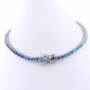 Tennis bracelet - 18cm multicolor white-turquoise-blue with crystals, 925 rhodium plated silver