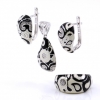 Set Fancy drop earrings, ring (56), pendant, 925 rhodium-plated silver