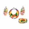 Set Sweet colours earrings, ring (58), pendant, 925 rhodium-plated silver