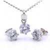 Chatons set with Swarovski crystals earrings, chain, pendant, 925 rhodium-plated silver