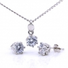 Chatons set with Swarovski crystals earrings, chain, pendant, 925 rhodium-plated silver