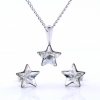 Star set with Swarovski Crystal crystals, earrings, chain, pendant, 925 rhodium-plated silver