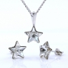 Star set with Swarovski Crystal crystals, earrings, chain, pendant, 925 rhodium-plated silver