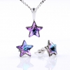 Star set with Swarovski Vitrail Light crystals, earrings, chain, pendant, 925 rhodium-plated silver