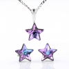 Star set with Swarovski Vitrail Light crystals, earrings, chain, pendant, 925 rhodium-plated silver