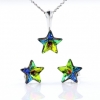 Star set with Swarovski Vitrail Medium crystals, earrings, chain, pendant, 925 rhodium-plated silver