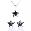 Star set with Swarovski Silver Night crystals, earrings, chain, pendant, 925 rhodium-plated silver