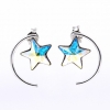 Star earrings with Swarovski crystals Aurora Boreale, 925 rhodium-plated silver