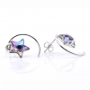 Star earrings with Swarovski crystals Vitrail Light, 925 rhodium-plated silver