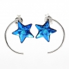 Star earrings with Swarovski crystals Bermuda Blue, 925 rhodium-plated silver