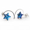 Star earrings with Swarovski crystals Bermuda Blue, 925 rhodium-plated silver