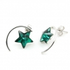 Cercei Star cu cristale Swarovski Emerald, argint 925 rodiat