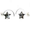 Star earrings with Swarovski crystals Silver Night, 925 rhodium-plated silver