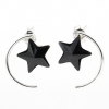 Star earrings with Swarovski crystals Jet, 925 rhodium-plated silver