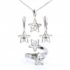 Star complete set with Swarovski crystals Crystal, 925 rhodium-plated silver