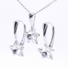 Star complete set with Swarovski crystals Crystal, 925 rhodium-plated silver