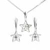 Star complete set with Swarovski crystals Crystal, 925 rhodium-plated silver