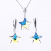 Star complete set with Swarovski crystals Aurora Boreale, 925 rhodium-plated silver