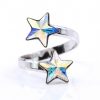 Star complete set with Swarovski crystals Aurora Boreale, 925 rhodium-plated silver