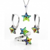 Star complete set with Swarovski crystals Vitrail Medium, 925 rhodium-plated silver