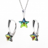 Star complete set with Swarovski crystals Vitrail Medium, 925 rhodium-plated silver