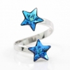 Star complete set with Swarovski crystals Bermuda Blue, 925 rhodium-plated silver