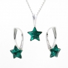 Star complete set with Swarovski crystals Emerald, silver 925 rhodium-plated