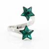 Star complete set with Swarovski crystals Emerald, silver 925 rhodium-plated