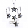 Complete Star set with Swarovski Silver Night crystals, 925 rhodium-plated silver