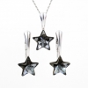 Complete Star set with Swarovski Silver Night crystals, 925 rhodium-plated silver