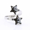 Complete Star set with Swarovski Silver Night crystals, 925 rhodium-plated silver