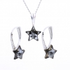 Complete Star set with Swarovski Silver Night crystals, 925 rhodium-plated silver