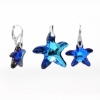 Starfish set with Swarovski Bermuda Blue crystals, earrings, pendant, 925 silver rhodium-plated