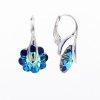 Earrings with Swarovski Bermuda Blue crystals, 925 rhodium-plated silver