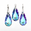 Set Swarovski Vitrail Light Crystal Drop, Earrings, Pendant, Rhodium Plated 925 Silver