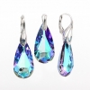 Set Swarovski Vitrail Light Crystal Drop, Earrings, Pendant, Rhodium Plated 925 Silver