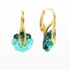 Marguerite Earrings with Swarovski Emerald White Patina Crystals, Gold Plated 925 Silver