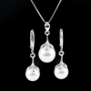 Princess Set with Swarovski White Pearls, Earrings, Pendant, Chain, Rhodium Plated 925 Silver