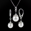 Princess Set with Swarovski White Pearls, Earrings, Pendant, Chain, Rhodium Plated 925 Silver