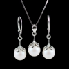 Princess Set with Swarovski Pearlescent White Pearls, Earrings, Pendant, Chain, Rhodium Plated 925 Silver